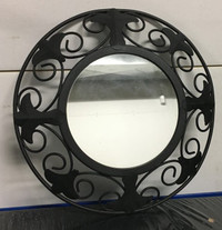 Round 10 inch Black Metal Florentine Frame Mirror