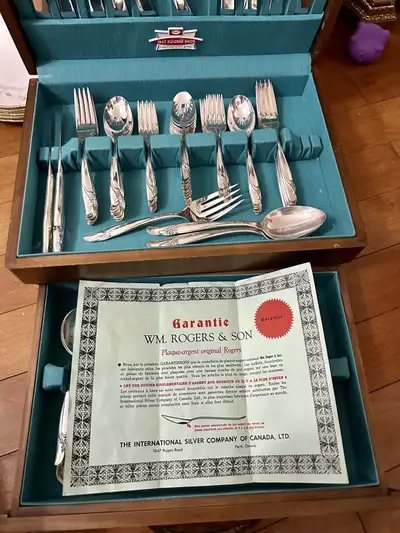 Flatware set for 12 - silver plated cutlery set with chest box , View more