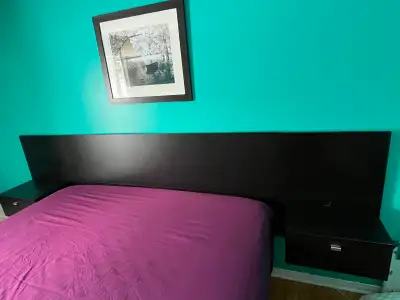 King size floating headboard with nightstands, View more