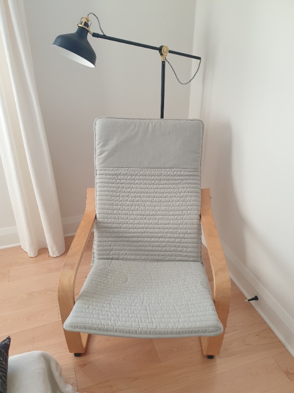 Free Ikea Poang birch armchair w/ Knisa light beige cushion Free