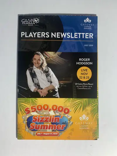 Casino Rama Players Newsletter - Roger Hodgson - (c) July 2019 - 3 folded panels Other Concerta of i...