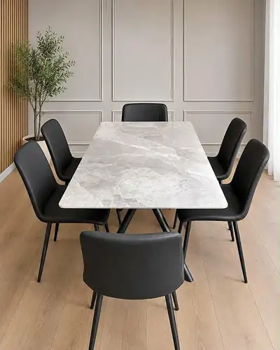 6 Seater Marble Dining Table Set, View more
