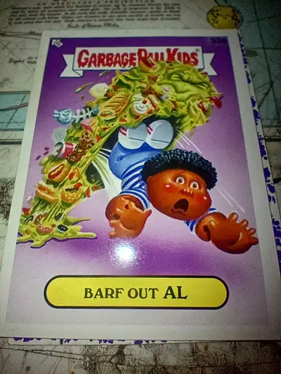 Up for grabs are these Garbage Pail Kids cards, each a gem from a bygone era! These cards are in use...