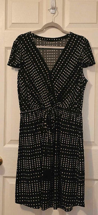 Black and White Women's Polka Dot Flutter Sleeve Dress