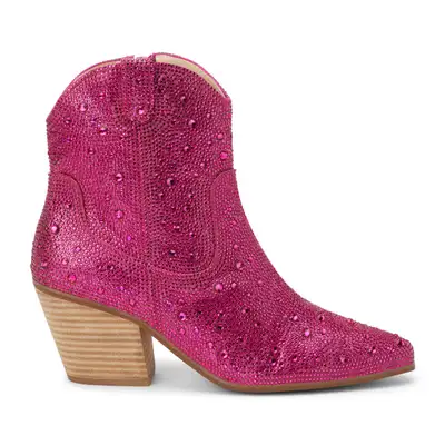 Women’s rhinestone cowboy style heeled boots sz 9 (pink), View more