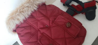 Padded Coat with Faux Fur Collar and Booties for Small Dog