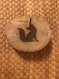 Vintage Hand Carved Wooden Coasters With Fox Motif