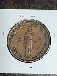 1852 Quebec Deux Sous bank token 1 penny