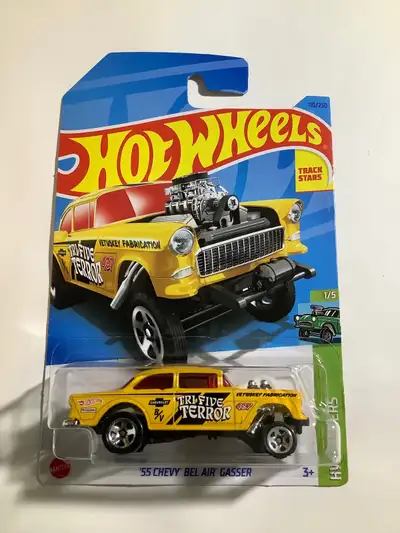 Hotwheels 1955 Chevy Bel Air Gasser from the Gassers series. New in package. deal if you buy multipl...