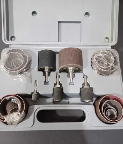 This is a drill bit sander set. It comes with a variety of sanding drums and mandrels to fit differe...