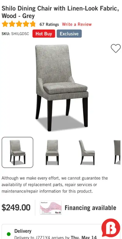 4 Shilo Dining Chairs – Like New – The Brick, View more
