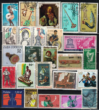 Musical Instrument Stamps, 50 Different