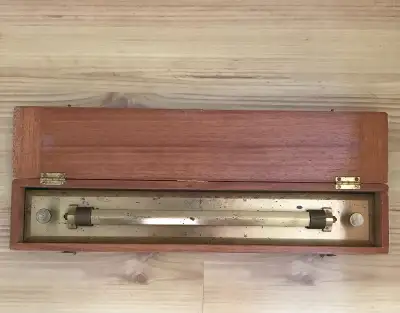 Vintage Ships Navy Nautical Memorabilia Brass Parallel Rolling Ruler Tool. It is marked with a Fleur...