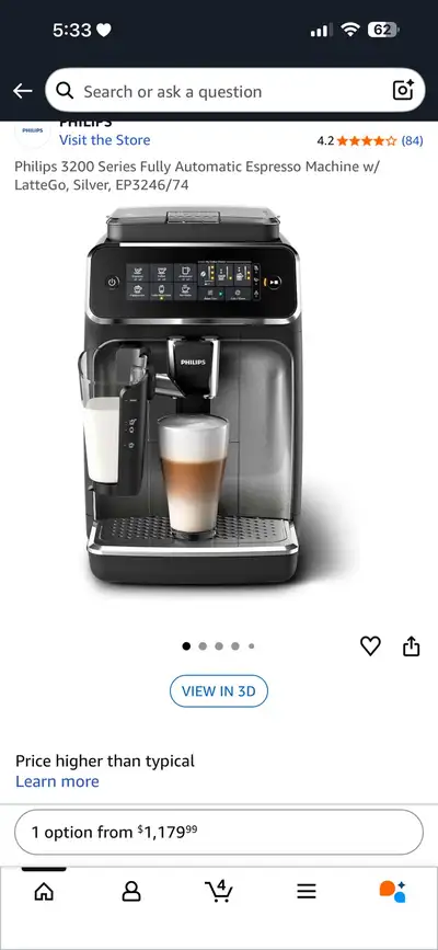 Philips 3200 Espresso Machine, View more