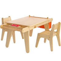 New MEEDEN Solid Birchwood Kids Table & Chair Set w/ Paper Roll