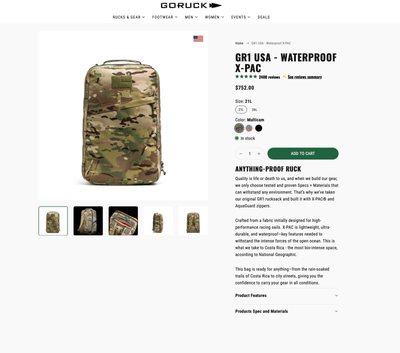 NEUF Sac à dos GoRuck GR1 USA – Waterproof X-PAC  21 L  Multicam, View more