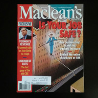 Vintage September 30 1996 Maclean's Magazine Is Your Job Safe