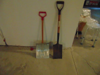 1 small, red, metal shovel