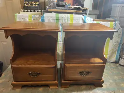 Pair of VTG Walnut Nightstands- a Drawer & Cubby, Solid Wood , View more