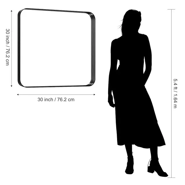 30"x30", Large Square Wall Mirror with Black Aluminum Frame Rou in Home Décor & Accents in Markham / York Region - Image 9