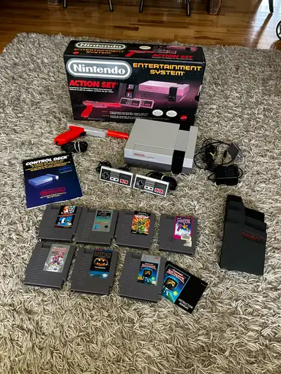 Nintendo NE Action Set-Original box-games, Zapper, controllers, View more