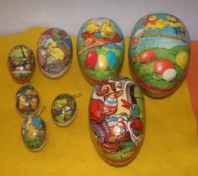 Easter Eggs Paper Mache Plus FLIPO BUNNY -Vintage -Germany A1, View more