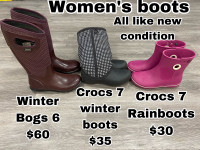 Women’s size 6 & 7 Bogs and Crocs boots 