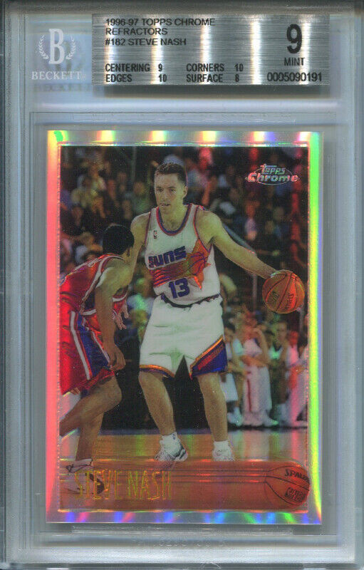1996 Topps Chrome Refractors Steve Nash #182 BGS 9 MINT in Arts & Collectibles in Ottawa