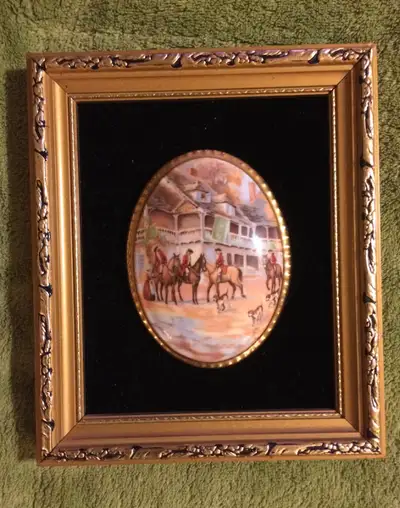 Vintage Wall Art - Fine Bone China in Beautiful Wood Gold Frame, View more