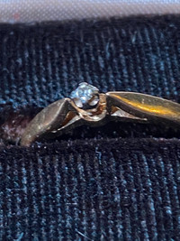 Diamond Gold Ring 14K Marks INGOT PJ 2 Grams Size 6.5