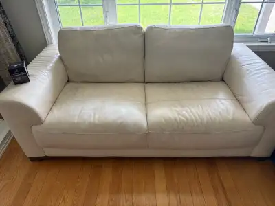 Natuzzi White Leather Sofa, View more