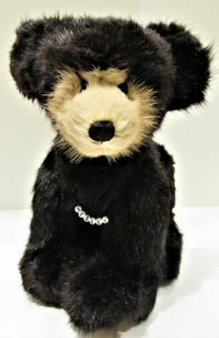 "WESLEY", CANADIAN ARTIST, UPCYCLED FUR JOINTED BEAR (#106)