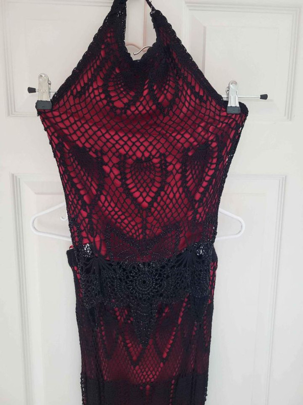 Womens 2 Piece Beaded Halter Dress Top and Skirt, Red and Black in Women's - Dresses & Skirts in Markham / York Region