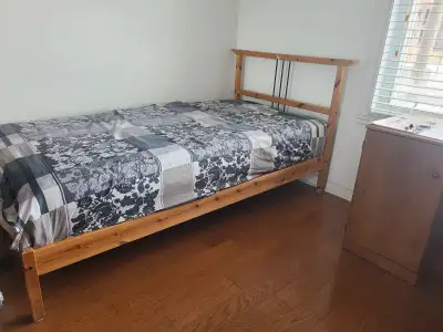 Twin bed with mattress, View more