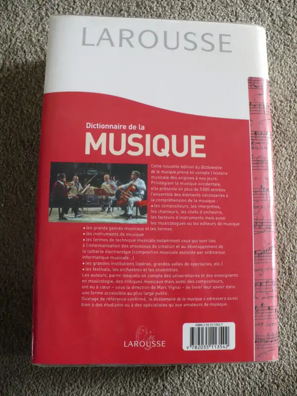 DICTIONNAIRE DE LA MUSIQUE ( LAROUSSE ) in Other in Longueuil / South Shore - Image 3