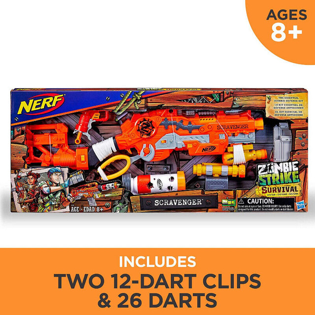 NEW Nerf Zombie Strike Scravenger Blaster w/backup pistol darts in Toys & Games in Oshawa / Durham Region