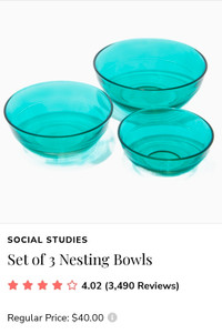 Social studies Set of 3 nesting bowls Retail $40USD 