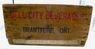 RARE VINTAGE BRANTFORD BELL CITY BEVERAGES WOODEN CRATE BOX, View more
