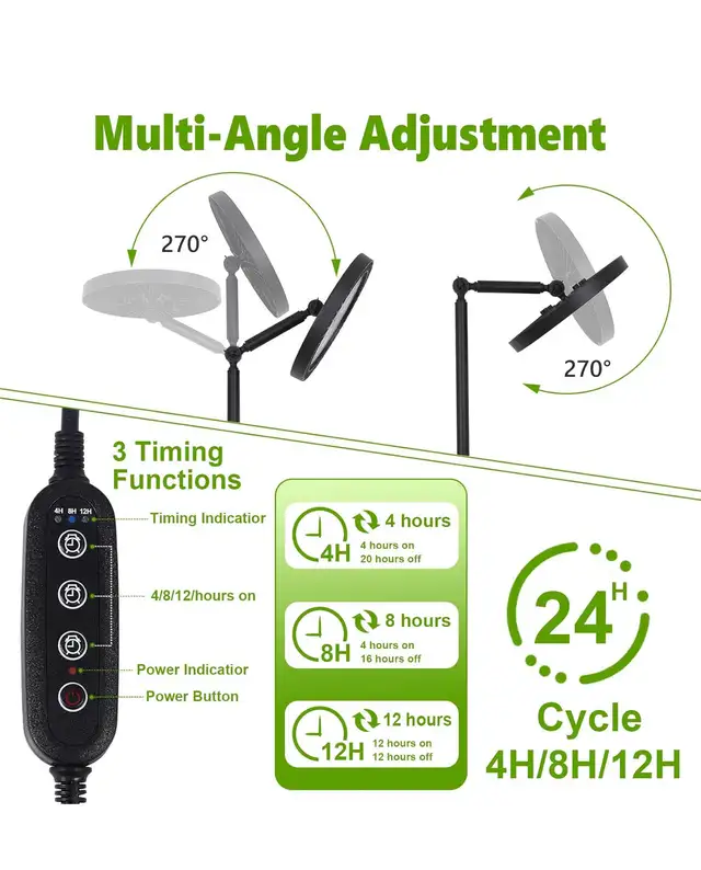 100W Grow Lights Lamp for Indoor Plants Full Spectrum Tall Plant in Indoor Lighting & Fans in Hamilton - Image 6