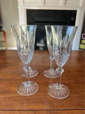 Set  4 Crystal flutedChampagne glasses by Regency $5, View more