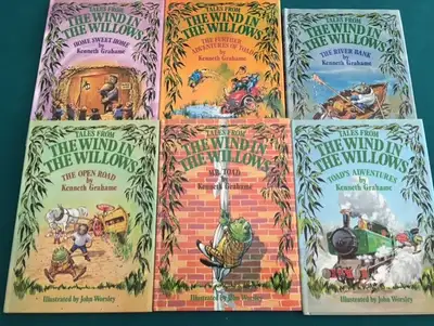 Set of 6 Books By Kenneth Grahame The Open Road, Mr. Toad, Toad's Adventures, The River Bank,The Fur...