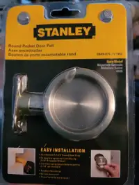 Stanley Round Pocket Door Pull, Satin Nickel