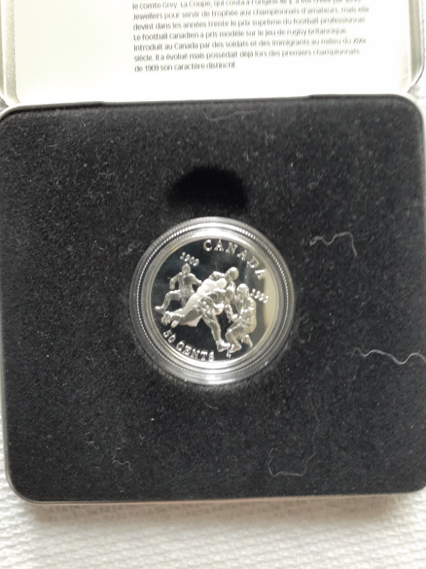 STERLING SILVER COIN 1999 50 CENT PIECE FIRST GREY CUP in Arts & Collectibles in Oakville / Halton Region - Image 3