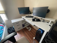 Almost New White L Desk with drawers