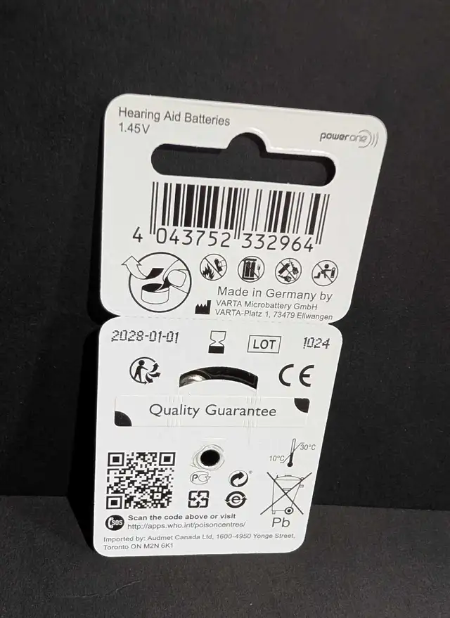 Hearing Aid Batteries 312 (10 Packs)  Power One Germany  in Health & Special Needs in Charlottetown - Image 4