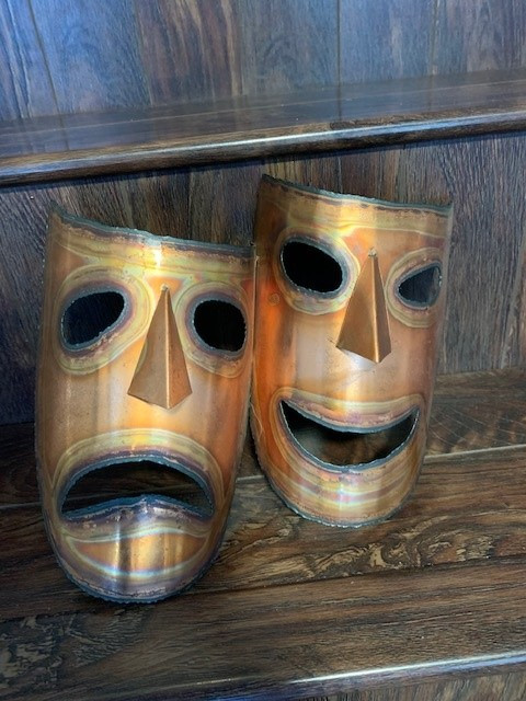 Copper Mask Theatrical Comedy & Tragedy ~ 7 1/2” tall x 10” wide in Arts & Collectibles in Calgary - Image 3