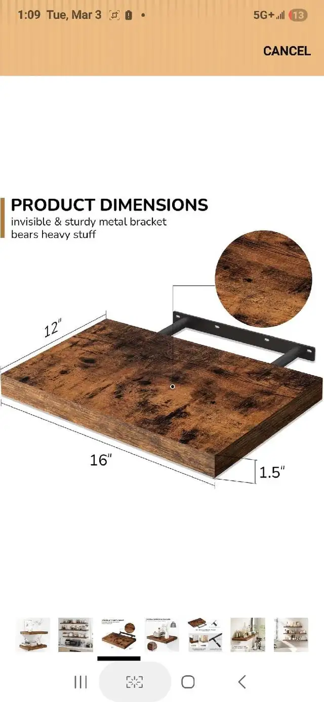 Deep Rustic Wooden Wall Shelves - Extra Deeper & Thicker Wall Mo in Home Décor & Accents in Markham / York Region - Image 3