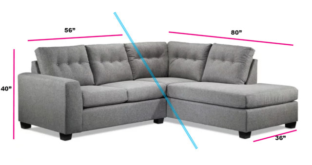 Grey Gray Sintra TWO PIECE Sectional with Chaise (Right-Facing) in Couches & Futons in City of Toronto - Image 3