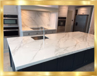 Premium Quality Quartz Countertop, Custom Kitchen Cabinets, and