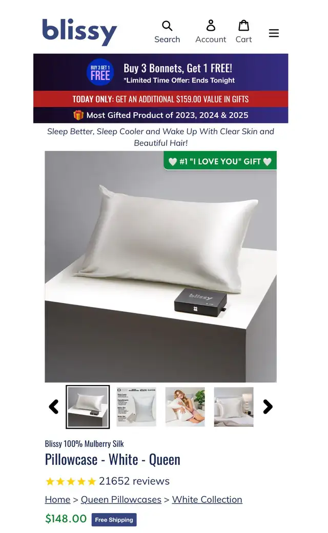 Blissy Mulberry Silk Pillowcases - Queen x2 in Bedding in Markham / York Region - Image 3
